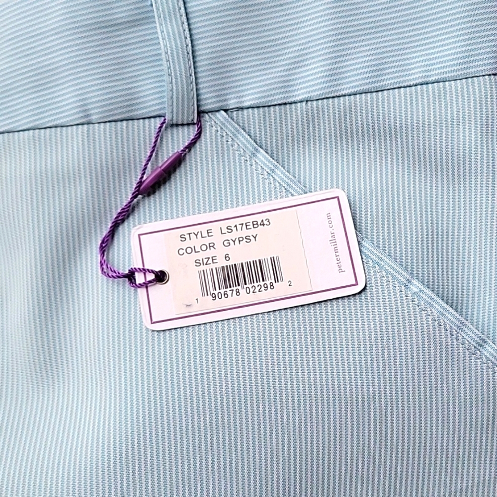Peter Millar Women's Golf Shorts, blue and white striped, sz 6
